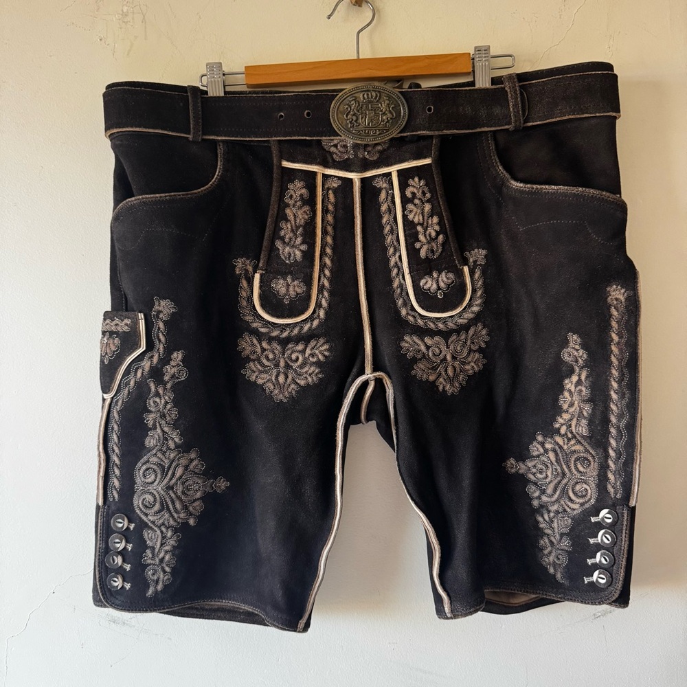 Authentic dark brown leather lederhosen